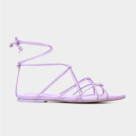 Vince Kenna Leather Open Pointed Strappy Flat Sandals in Violetta $280 size 7.5 - Picture 1 of 13